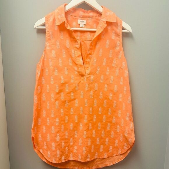 J. Crew orange tunic top with pineapple print. - Picture 1 of 6